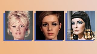 1960s iconic makeup looks collage of brigitte bardot twiggy and elizabeth taylor