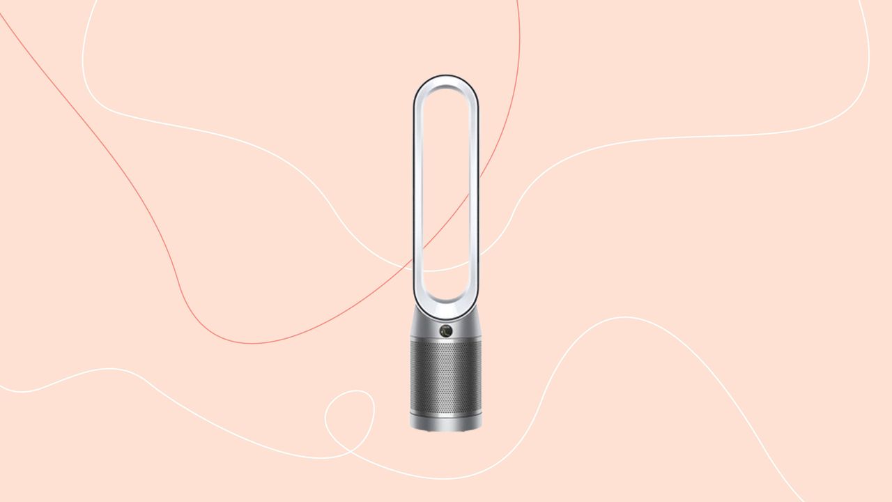 Dyson fan on pink graphic background