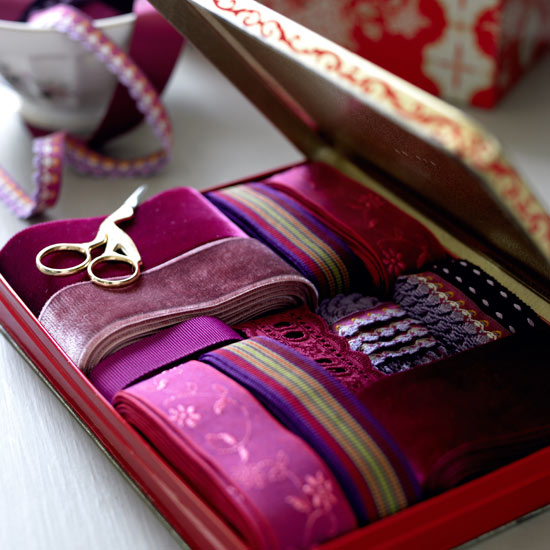 bespoke storage ribbon box with scissor