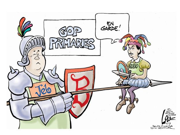 Political cartoon GOP Jeb Bush Rubio 2016