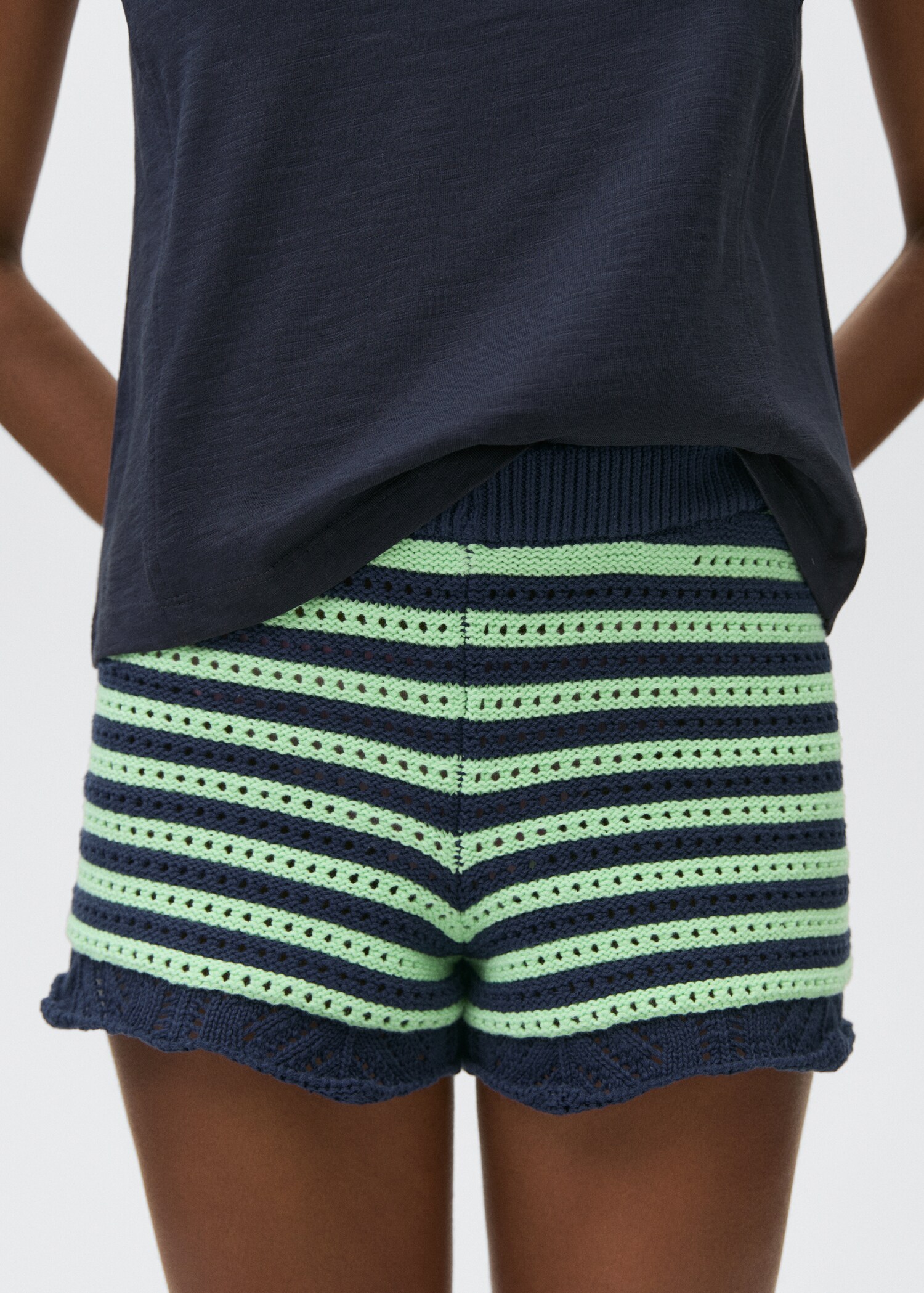 MANGO, Contrasting Crochet Shorts