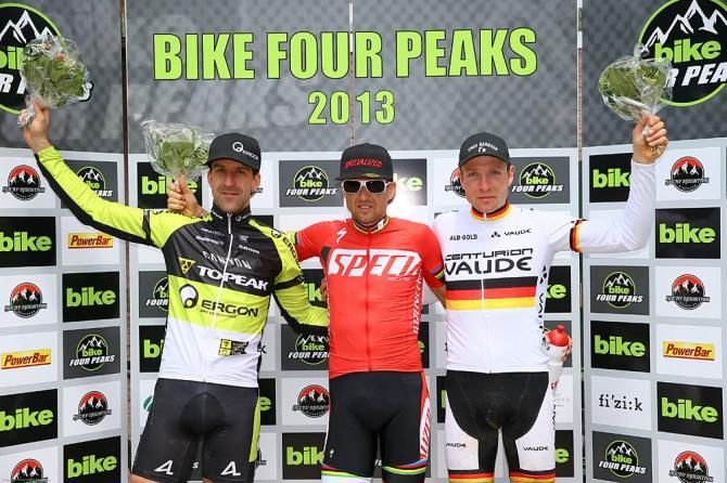 Bike Four Peaks stage 2 podium: Alban Lakata, Christoph Sauser, Markus Kaufmann