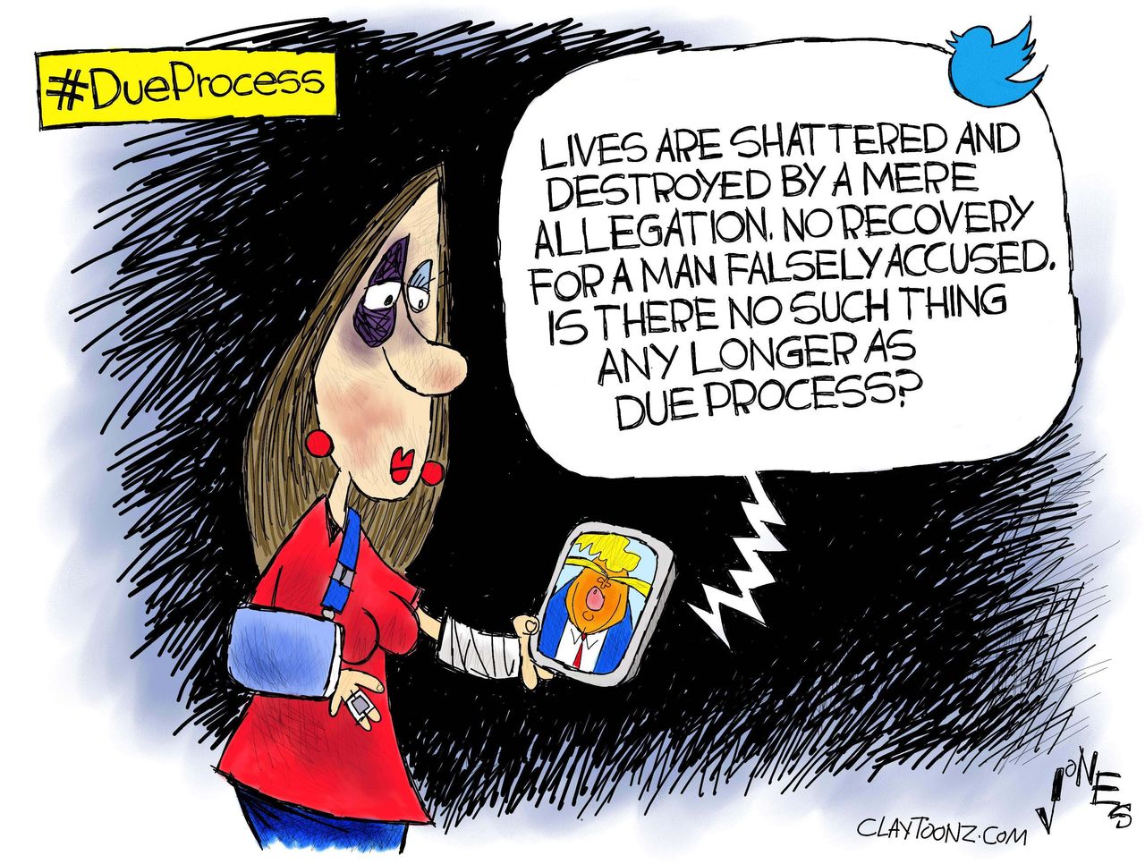 Political cartoon U.S. Trump tweets Rob Porter domestic abuse Me Too