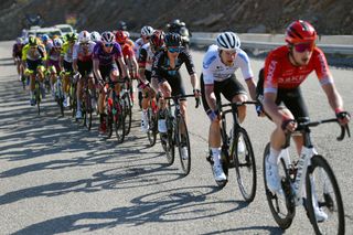 QURAYYAT OMAN FEBRUARY 12 Sren Kragh Andersen of Denmark and Team DSM competes during the 11th Tour Of Oman 2022 Stage 3 a 180km stage from Sultan Qaboos University to Qurayyat 240m TourofOman on February 12 2022 in Qurayyat Oman Photo by Dario BelingheriGetty Images