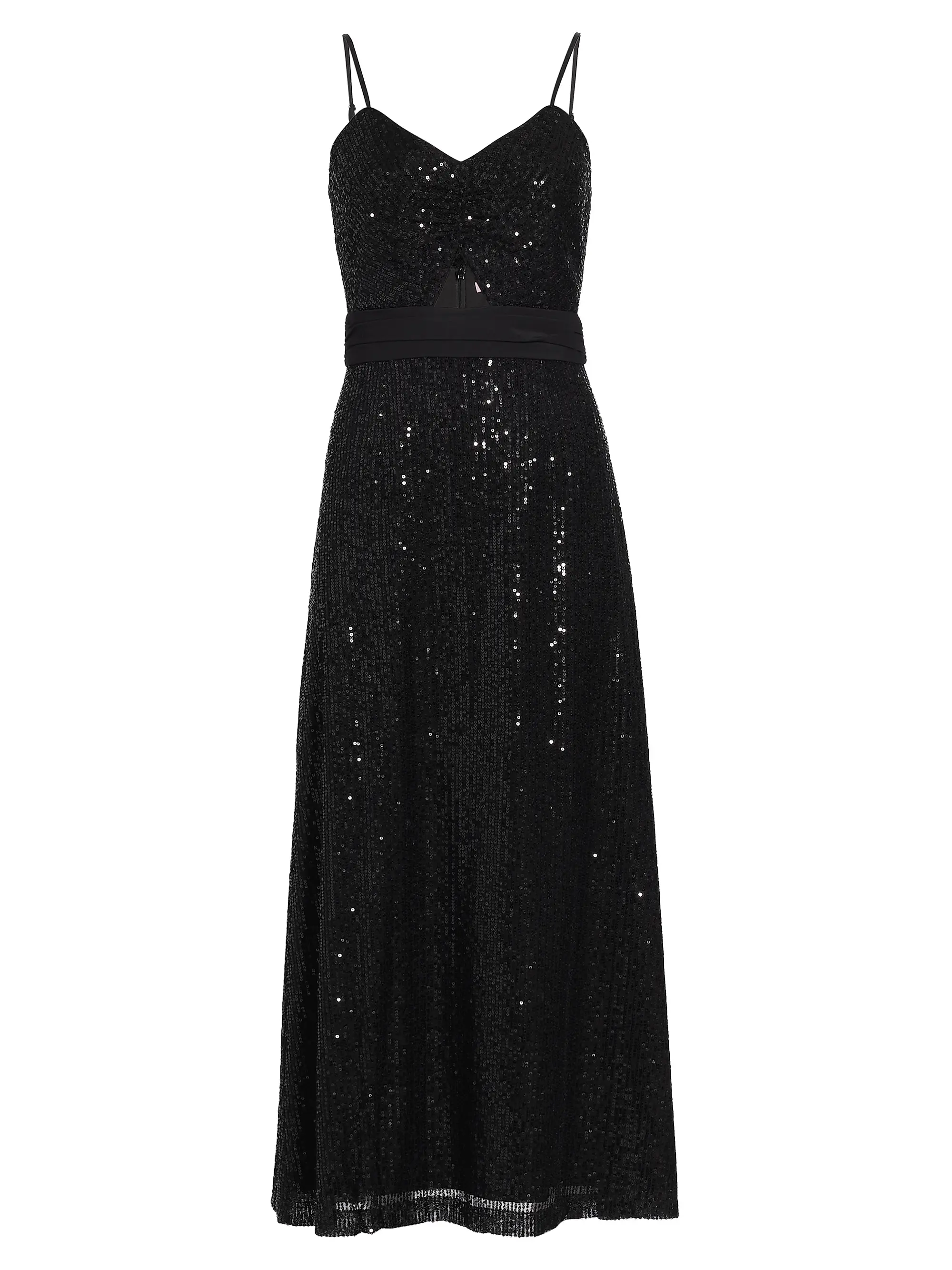 Sequined Cut-Out Slip Midi Dress