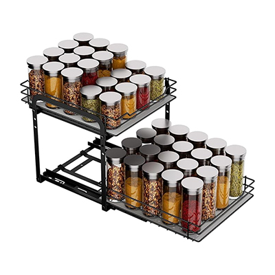 Amazon, Spice Rack 2 Tier Pull Out Organiser Adjustable Cabinet Shelf Kitchen