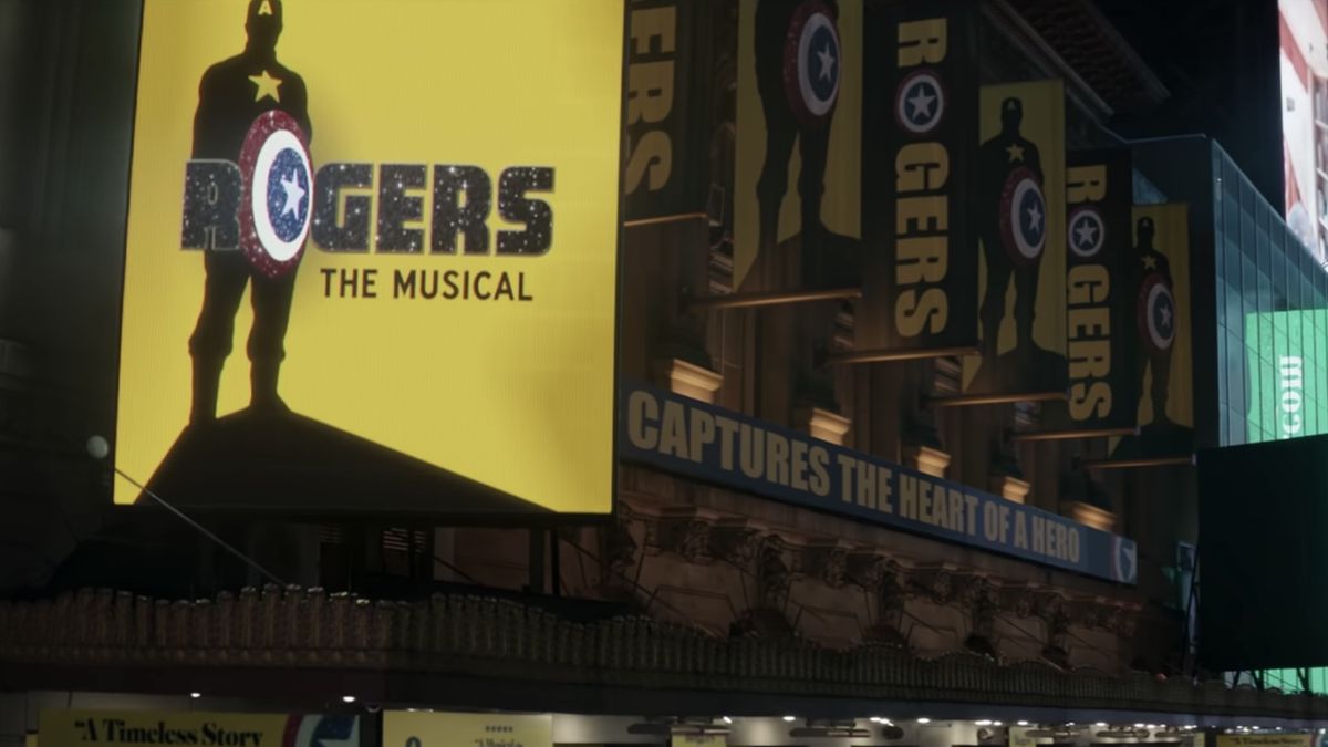 the marquee of Rogers: The Musical from the Hawkeye show on Disney Plus