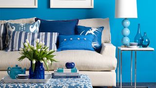 Living with electric blue walls named as a one of the key paint colors that could devalue your home
