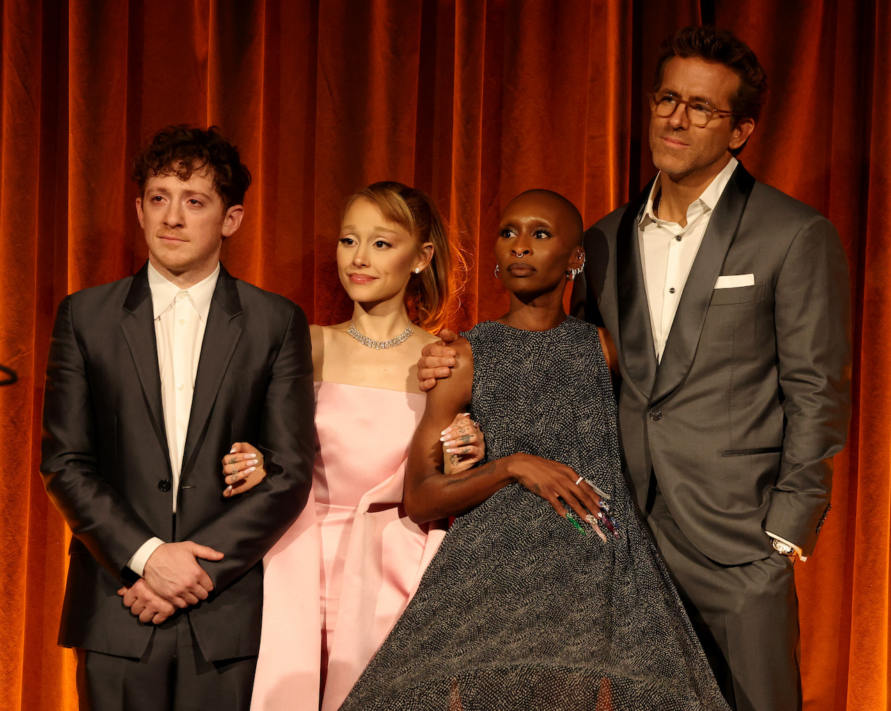 Ryan Reynolds with the Wicked cast after giving them an award