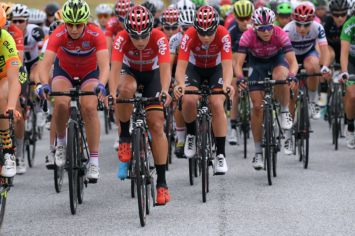 Lotte Kopecky and Annelies Dom on the front at the Ladies Tour of Norway