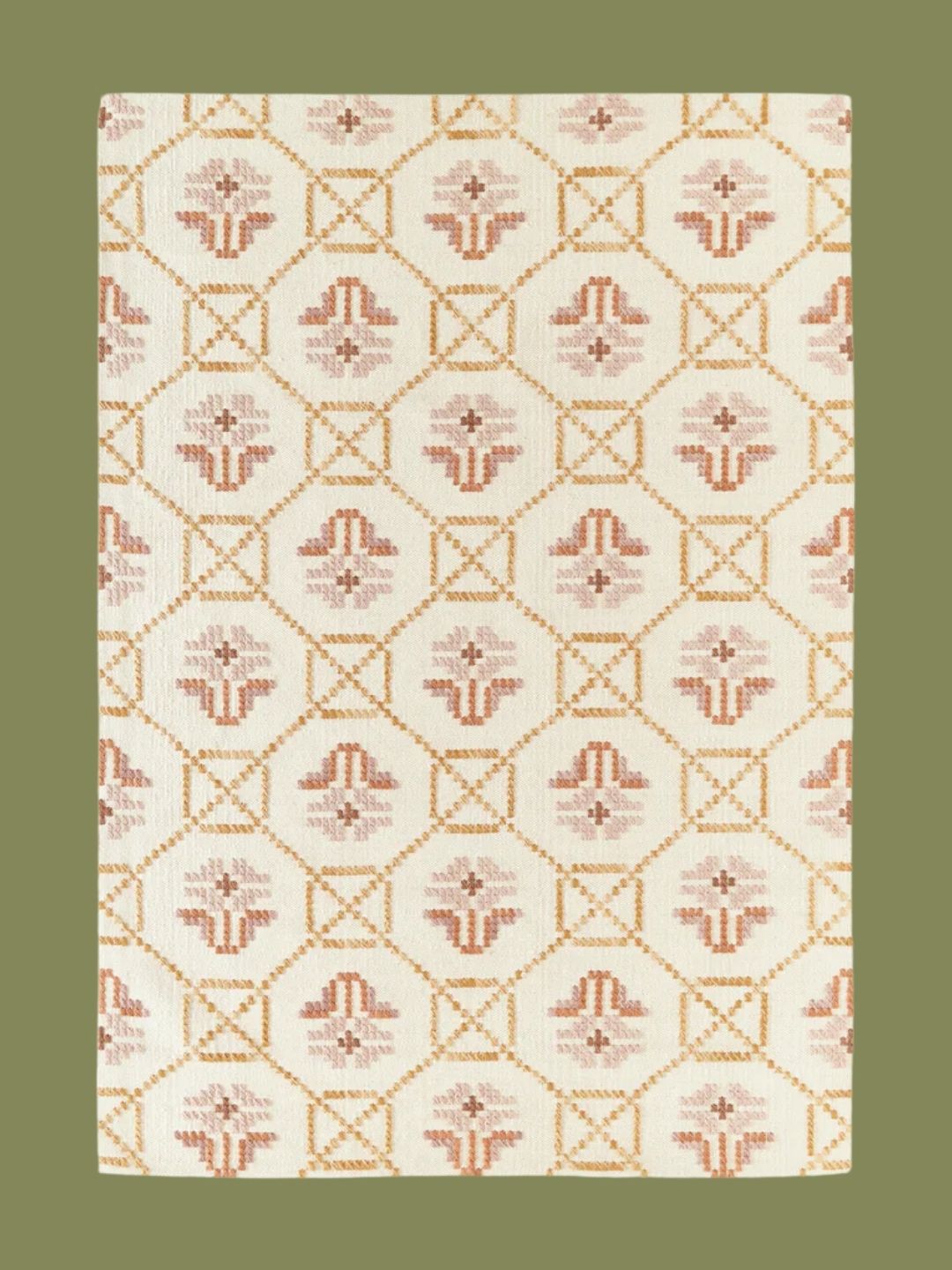 Westwing Collection, Hand-Woven Wool Kilim Rug Nava in Cream White, Beige Tones