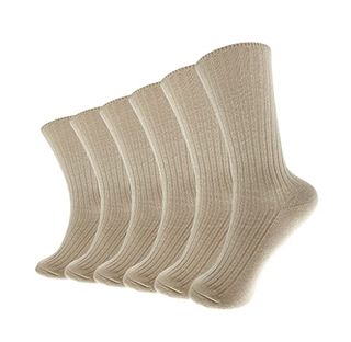 Hycome 6 Pairs Comfortable Casual Cotton Socks for Women, Girls and Students (beige)