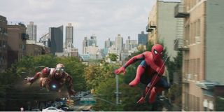 Spider-Man: Homecoming Spidey and Iron Man fly into action