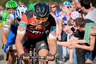 Greg Van Avermaet ride on the cobblestones in a breakaway during the 2017 Paris-Roubaix