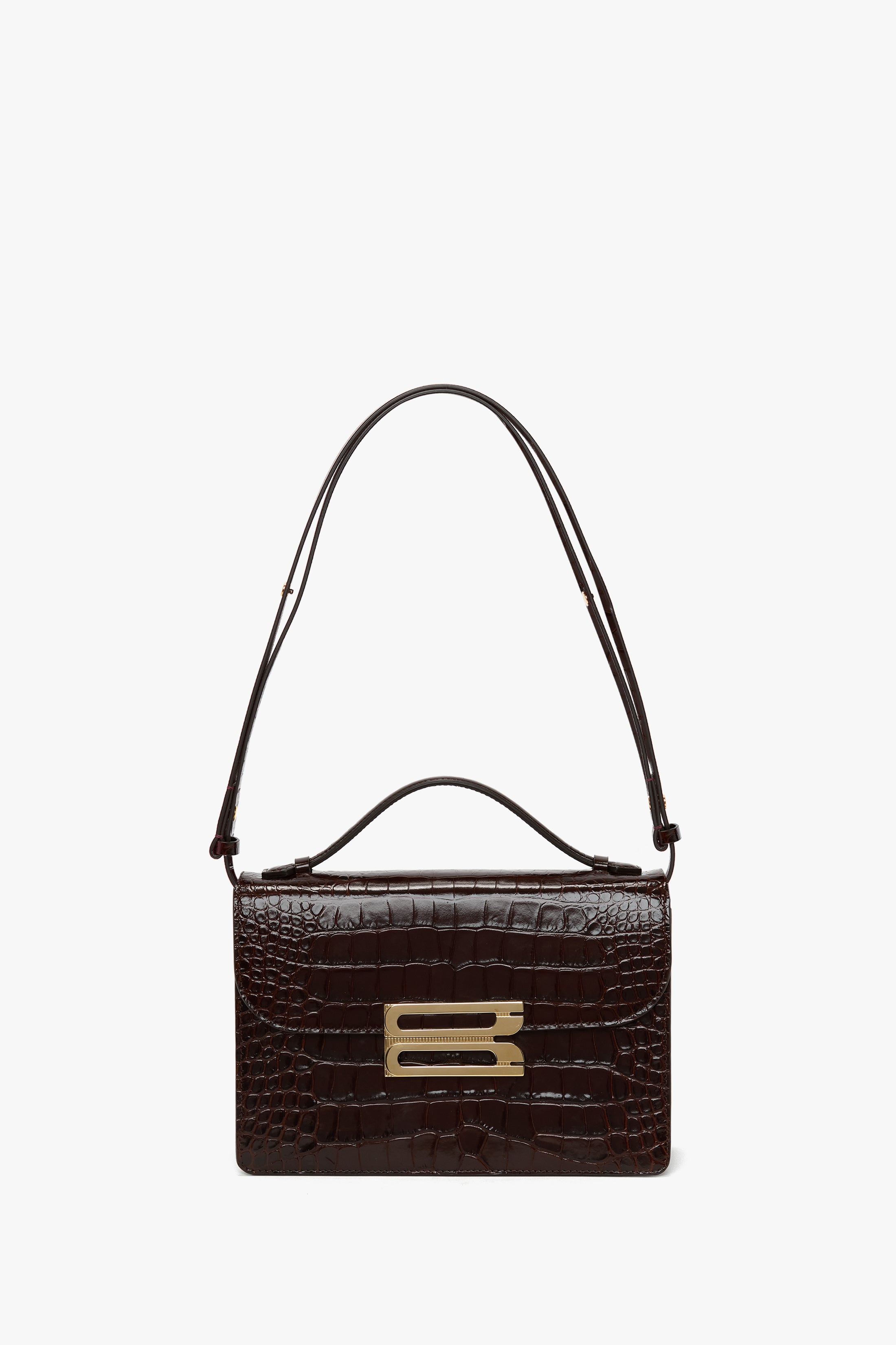 Dorian Bag in Dark Brown Croc Embossed Leather