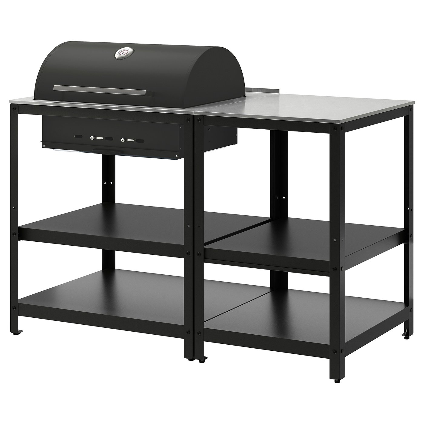 Grillsk&amp;Auml;r Charcoal Grill W Kitchen Island - Stainless Steel/outdoor 57 7/8x24 "