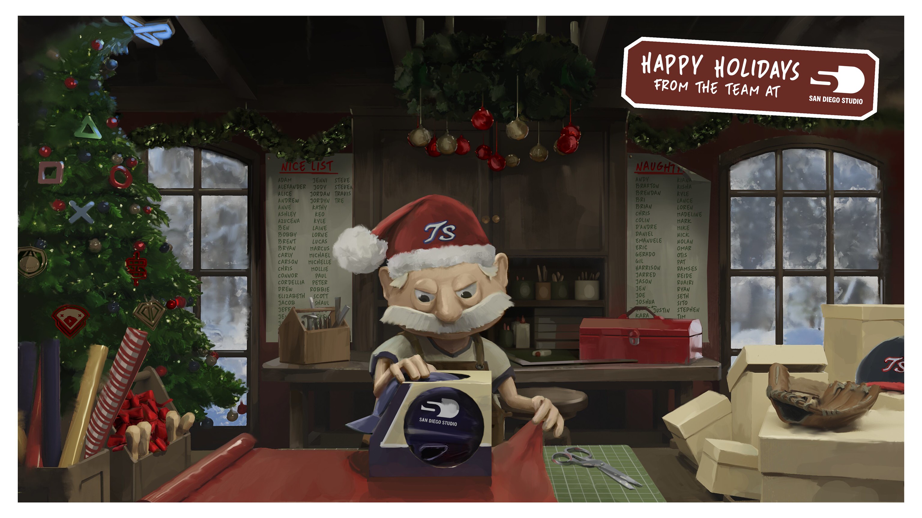 Sony PlayStation Christmas card art