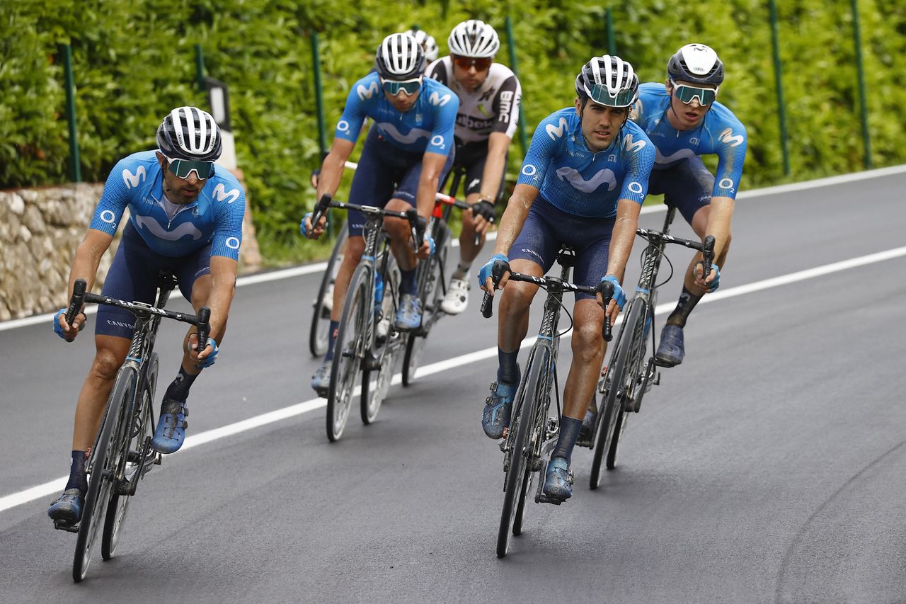 Giro dItalia 2021 104th Edition 11th stage Perugia Montalcino 162 km 19052021 Dario Cataldo ITA Movistar Team Antonio Pedrero ESP Movistar Team photo Luca BettiniBettiniPhoto2021