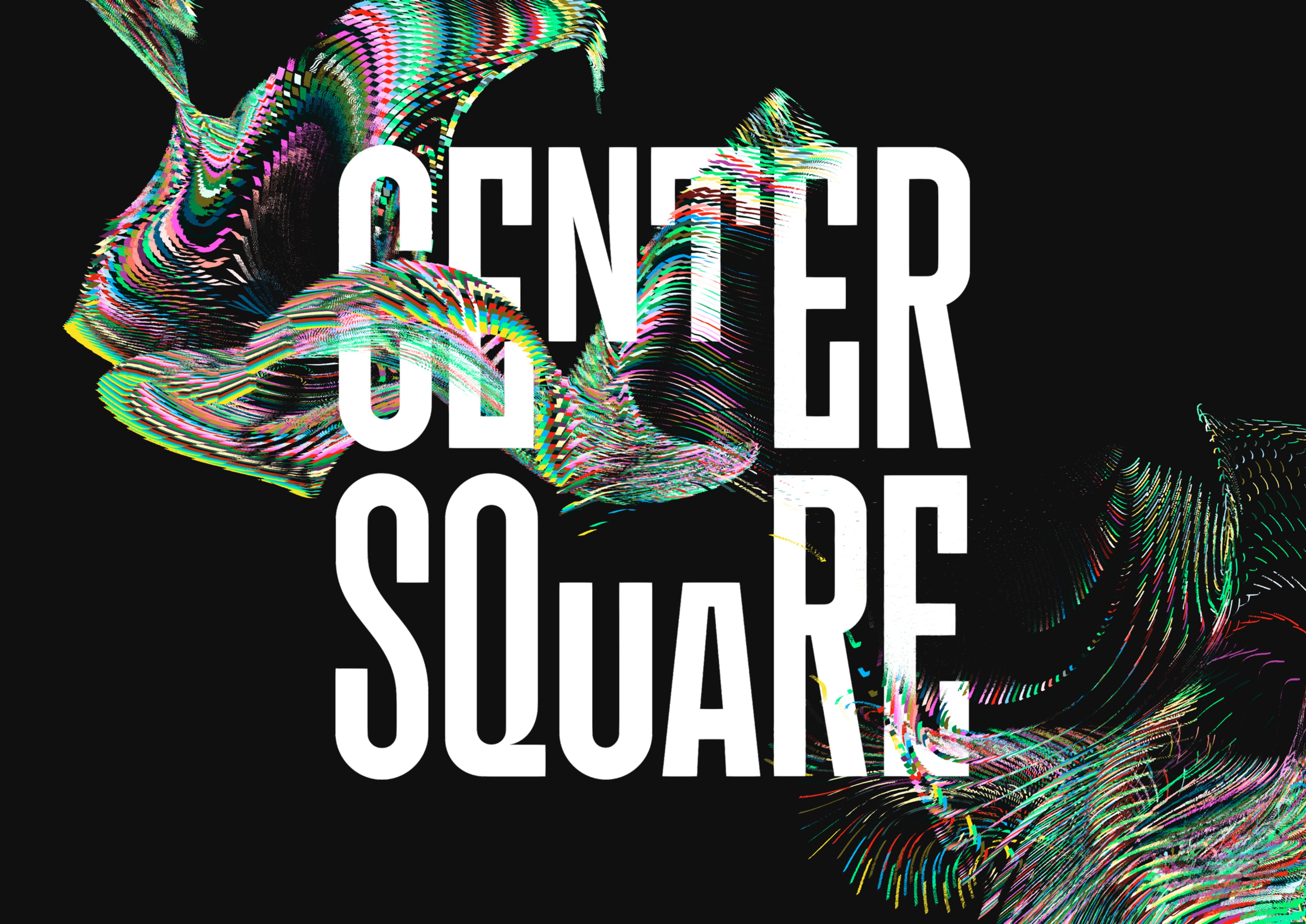 Centersquare logo in white with swooshy ripple effect around it