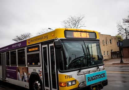 A Minneapolis city bus promoting voting in 2018.