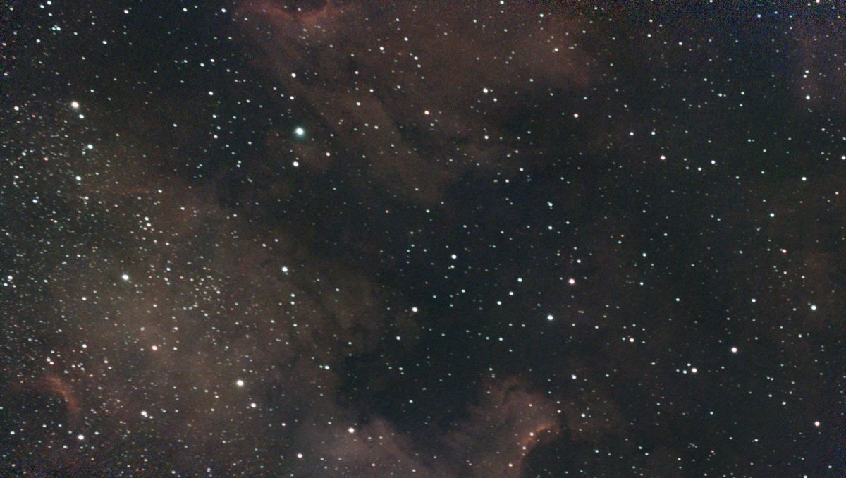 A photograph of the Pelican nebula taken with the Dwarf III smart telescope, unprocessed