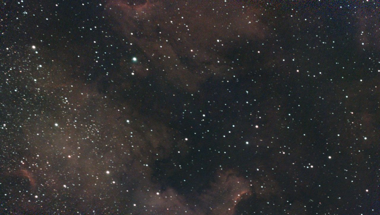 A photograph of the Pelican nebula taken with the Dwarf III smart telescope, unprocessed