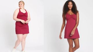 currant red dress with built in bra