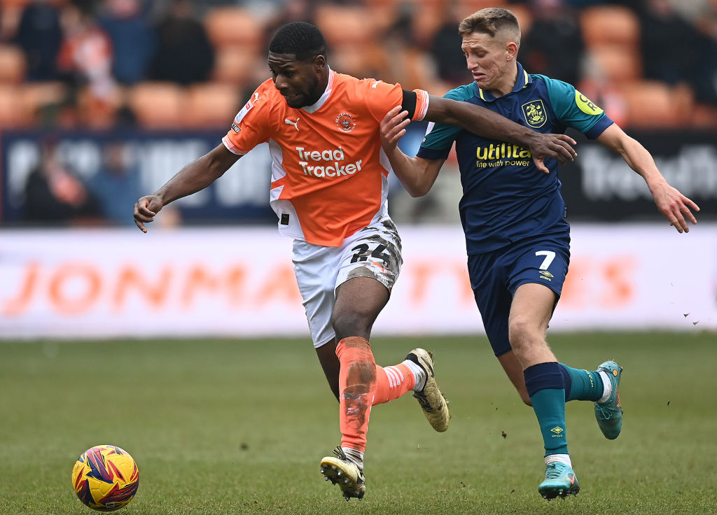 Huddersfield Town loanee Callum Marshall gets back to challenge Blackpool&#039;s Odeluga Offiah