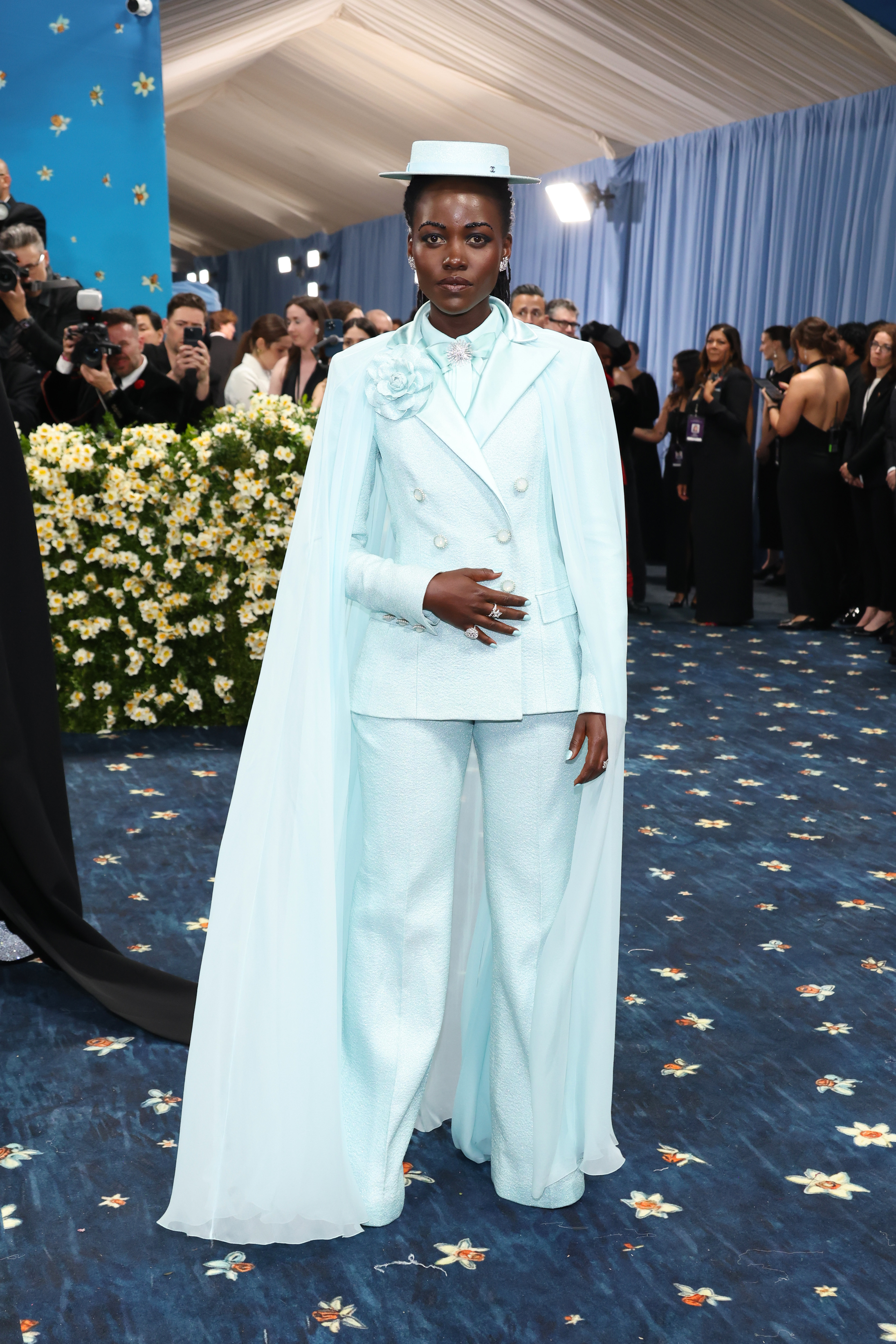 An image of Lupita Nyong'o wearing a waisted blazer to the 2025 Met Gala.
