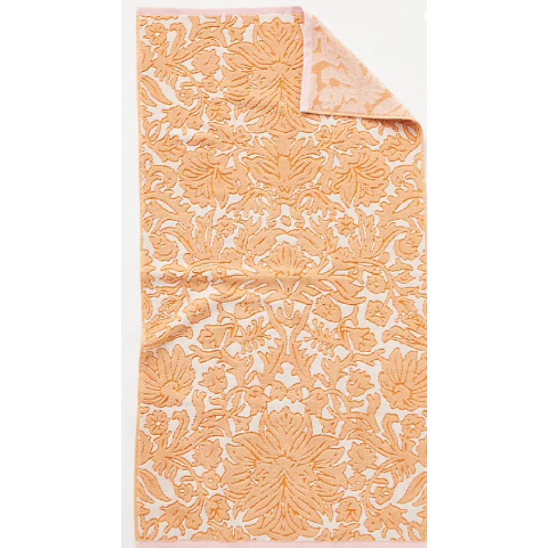 Peach fuzz bath towel.