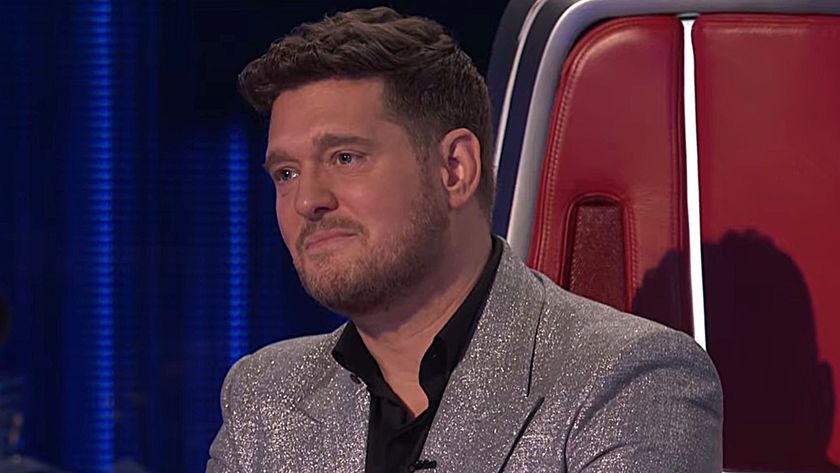 Michael Buble tears up during The Voice Season 28 finale.