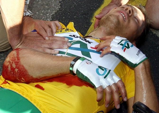 Disaster at the Tour when Hushovd was hit by a fan in the crowd