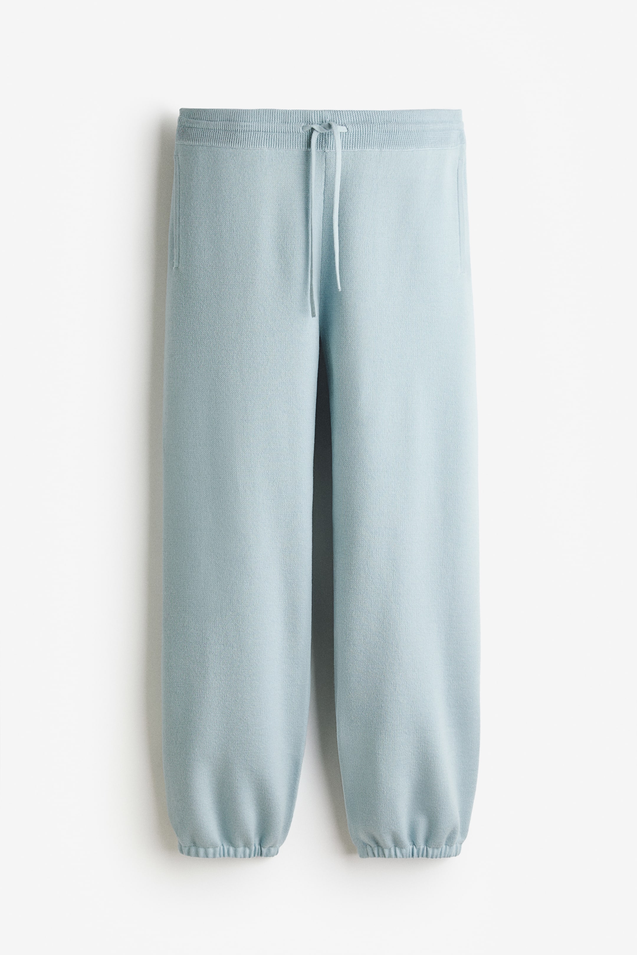 Fine-Knit Merino Wool Joggers - Light Blue