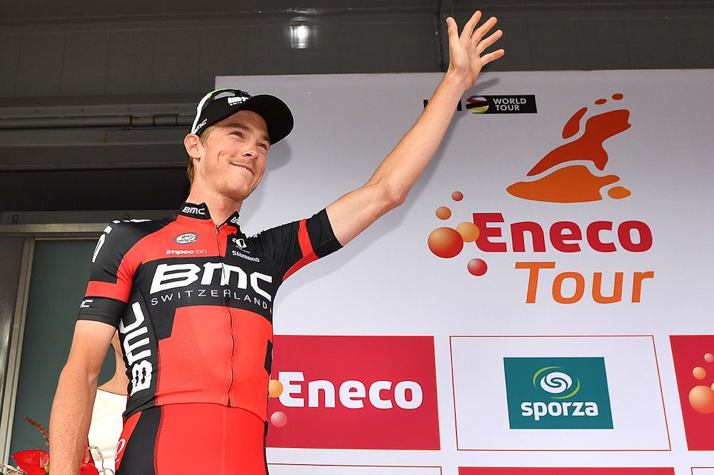 Rohan Dennis on the Eneco Tour podium after BMC won the team time trial stage