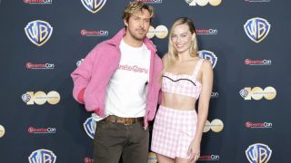 LAS VEGAS, NEVADA - APRIL 25: (L-R) Ryan Gosling and Margo Robbie attend the red carpet promoting the upcoming film "Barbie" at the Warner Bros. Pictures Studio presentation during CinemaCon, the official convention of the National Association of Theatre Owners, at The Colosseum at Caesars Palace on April 25, 2023 in Las Vegas, Nevada.