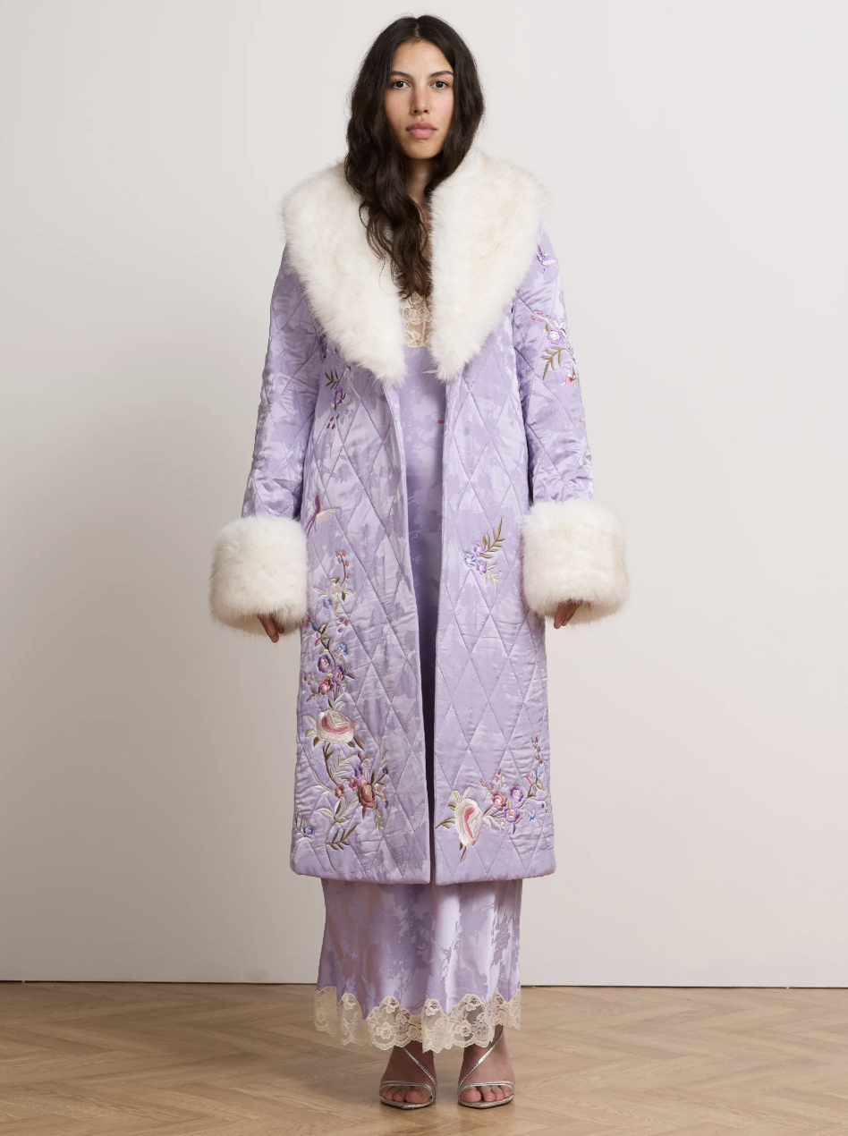 Hayley Menzies, Olsen Satin Coat Lilac