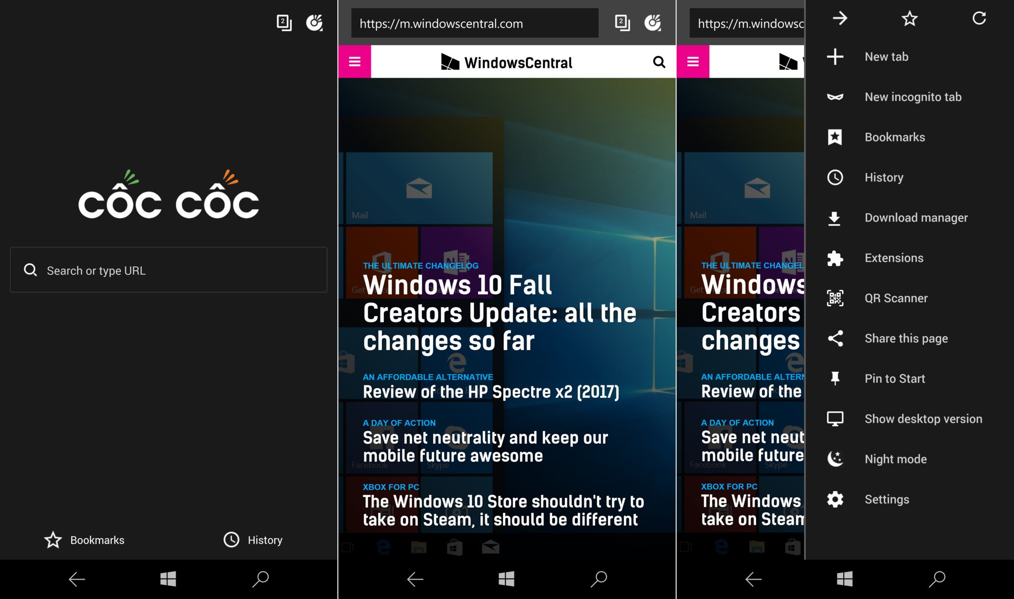 Coc Coc Browser for Windows 10 Mobile adds support for extensions ...