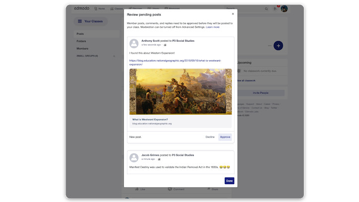 Edmodo moderation