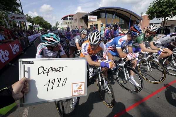 The peloton awaits the start of stage one in Steenwijk, the Netherlands.