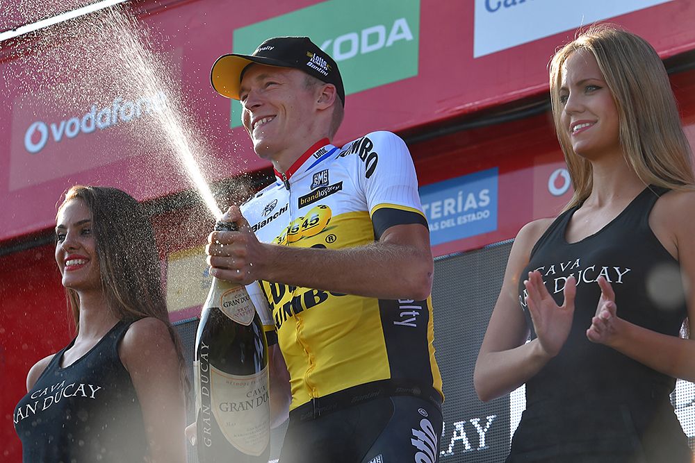 Robert Gesink (LottoNL-Jumbo) enjoys his day on the podium at the Vuelta