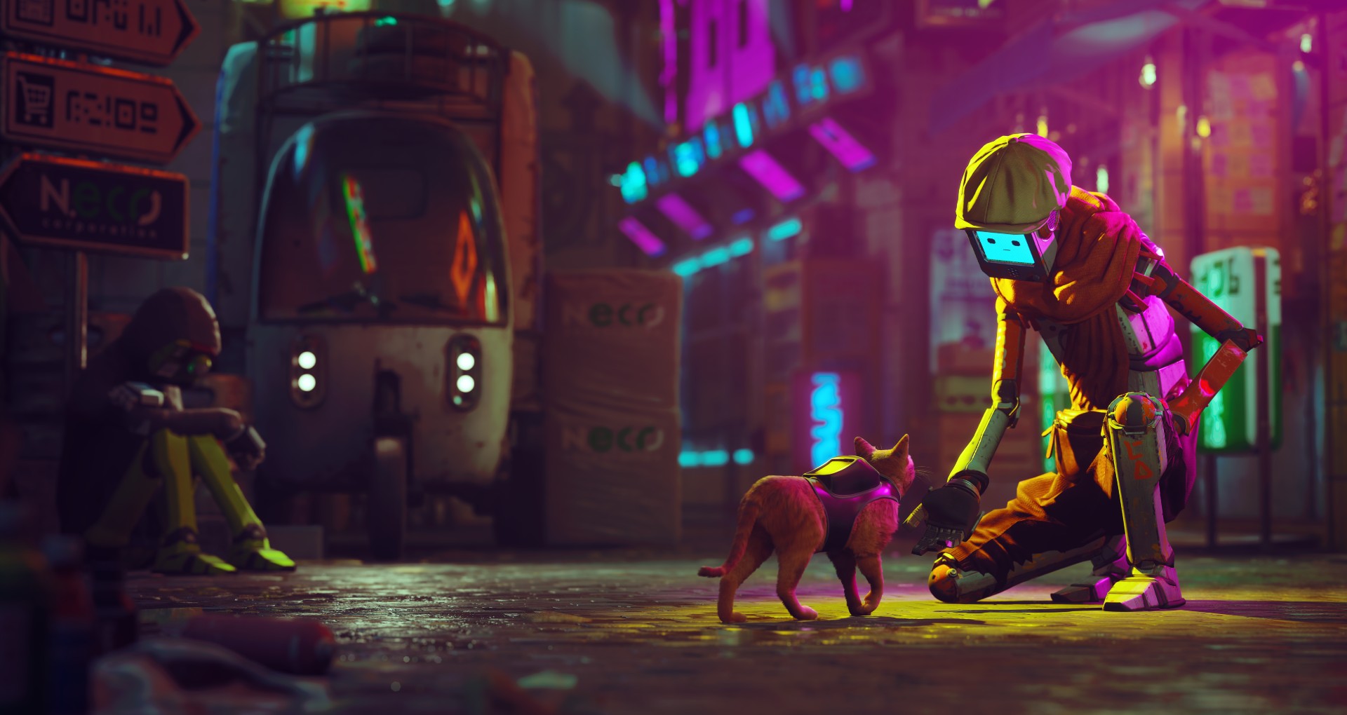 Sci-Fi Cat Game Stray Gameplay Showcases Life As A Cat Among Robots