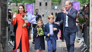 Prince and Princess of Wales, Prince George and Princess Charlotte depart after a visit to Cardiff Castle