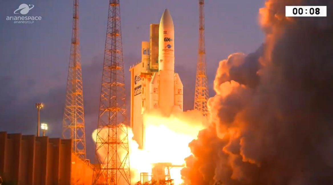 The Ariane 5 rocket lifted off from the Guiana Space Center in French Guiana at 4:23 p.m. EST (2123 GMT or 6:23 p.m. local time).