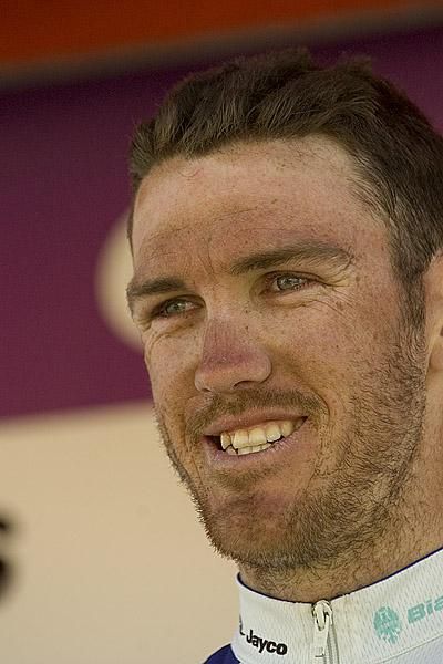 Conditions were warm and the sun was finally shining on riders' faces during stage thirteen as Sean Finning (Jayco/VIS) will agree.