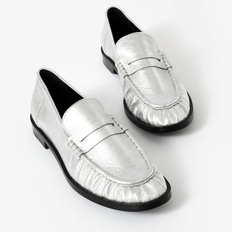 Mint Velvet , Gigi Silver Leather Loafers