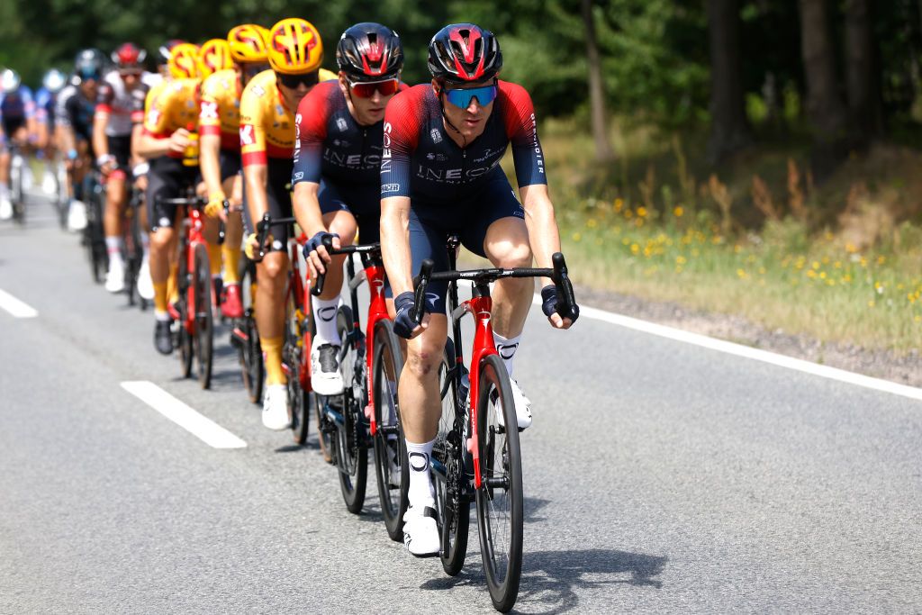 PRZEMYSL POLAND AUGUST 01 Salvatore Puccio of Italy and Team INEOS Grenadiers leads the peloton during the 79th Tour de Pologne 2022 Stage 3 a 2379km stage from Kranik to Przemyl TdP22 WorldTour on August 01 2022 in Przemysl Poland Photo by Bas CzerwinskiGetty Images
