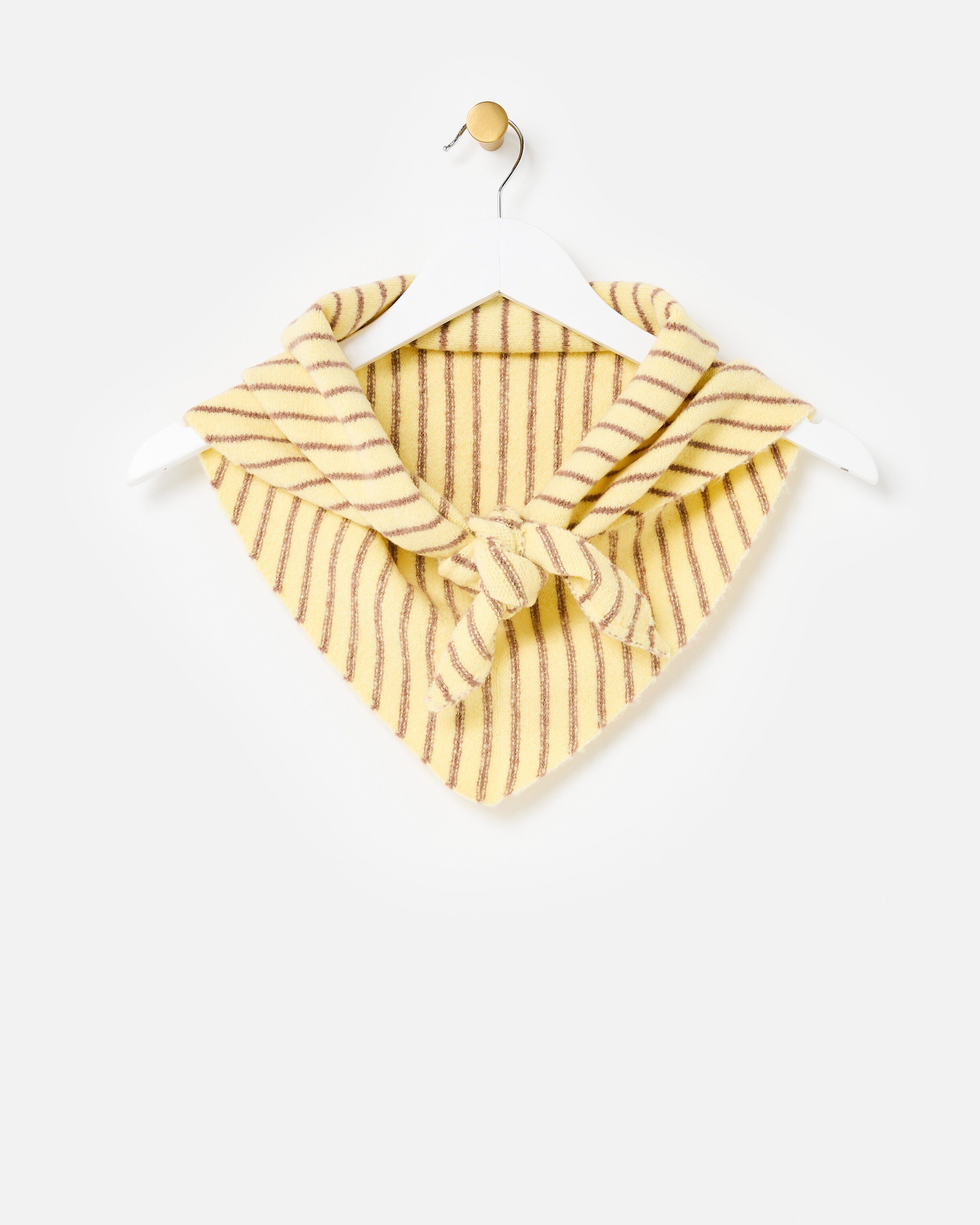 Butter Yellow &amp;amp; Brown Striped Knitted Triangle Scarf | Oliver Bonas
