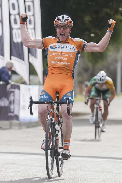 Happy man! Joel Pearson (Genesys Wealth Advisers) wins Stage 4 of the Tour of the Murray River