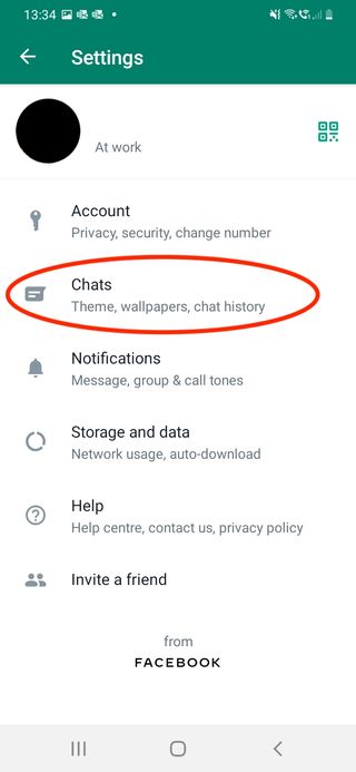 Find chats option in WhatsApp