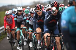 CHIUSDINO ITALY MARCH 11 Geraint Thomas of The United Kingdom and Team INEOS Grenadiers during the 56th TirrenoAdriatico 2021 Stage 2 a 202km stage from Camaiore to Chiusdino 522m TirrenoAdriatico on March 11 2021 in Chiusdino Italy Photo by Tim de WaeleGetty Images